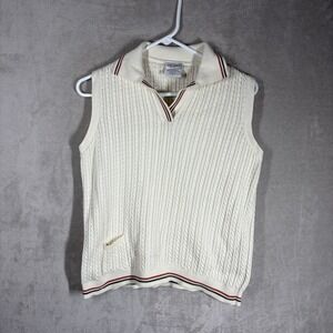 Fairway Outfitters Cable Knit V-Neck Sweater Vest Size L Ivory Tennis Prep Golf